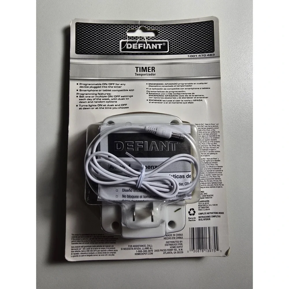 Defiant Plug In App Timer Automate Lights Apple/Android Programmable